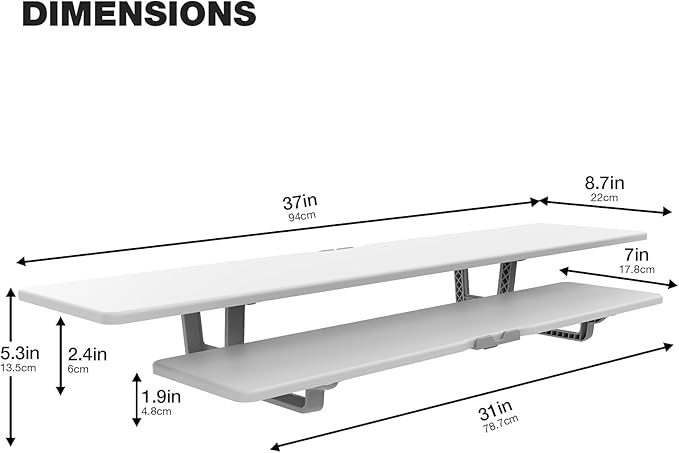 Dual Monitor Stand, 2-Tier Wood Monitor Riser with Storage Organizer and Cable Management, White-DeskLoop Office