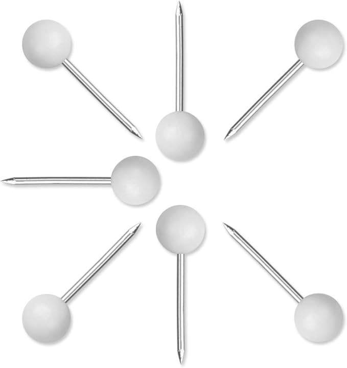 Yalis Push Pins Map Tacks 1/8-Inch Assorted Color Beads Head Map Marking Push Pins,500-count (White)-DeskLoop Office