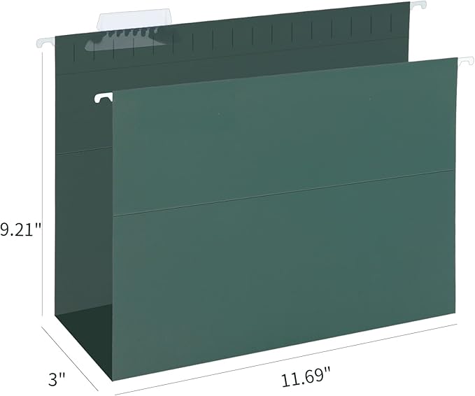 HERKKA Extra Capacity Hanging File Folders, 30 Pack Reinforced Hang Folders with Heavy Duty 3 Inch Expansion, Designed for Bulky Files, Medical Charts, Letter Size, Green-DeskLoop Office