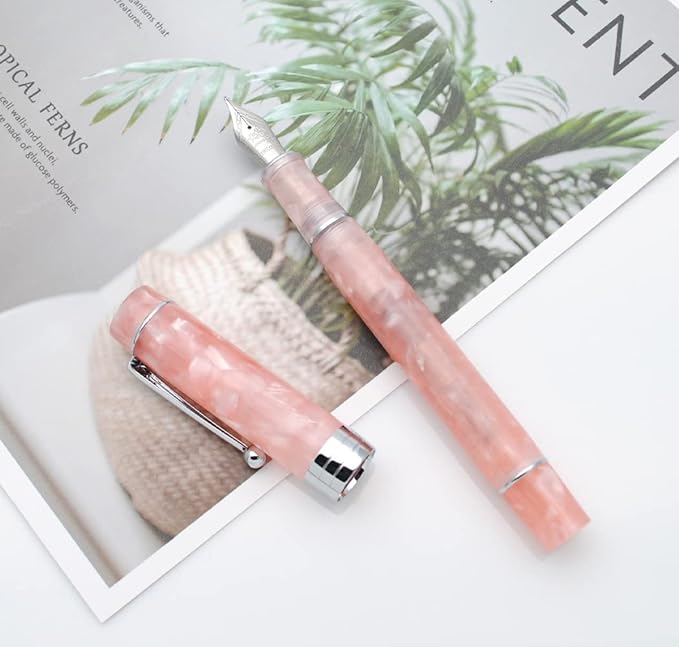 JINHAO 100 Fountain Pen with Ink Converter (Medium Nib 0.7mm, Sakura Pink with Silver Clip)-DeskLoop Office