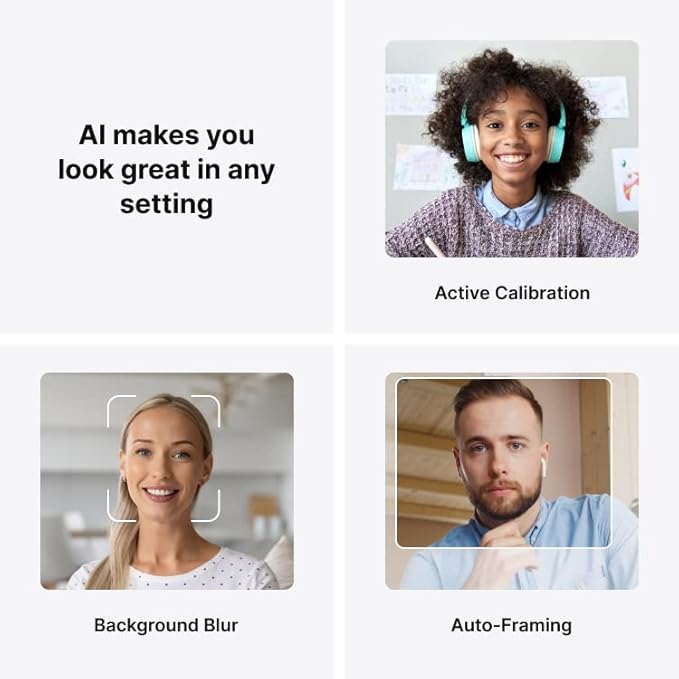 Lumina 4K Webcam: Studio-Quality Webcam Powered by AI. Look Great on Every Video Call. Compatible with Mac and PC (Atomic Grey)-DeskLoop Office