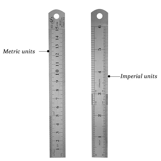 6 Inch Metal Ruler Set Stainless Steel Straight Edge Rules with Inch/Metric Scale, 10 Pack-DeskLoop Office