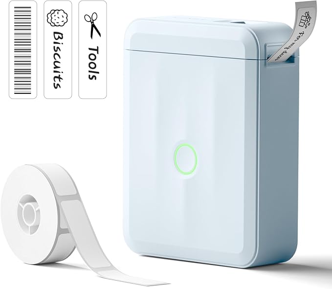 NIIMBOT Label Maker Machine Bluetooth Label Printer for School Home Office Organization,Wireless Mini Labeler D110 Upgraded Version, Label Machine with Label, Light Blue-DeskLoop Office