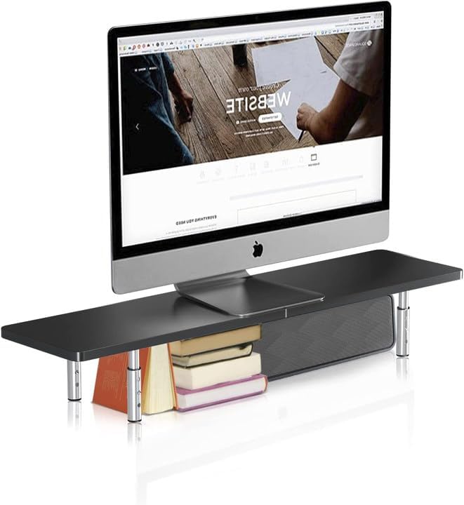 suptek Dual Monitor Stand Riser,Large Monitor Laptop Stand Riser 3 Adjustable Heights Computer Stand for Laptop, Printer, Notebook(MST016L)-DeskLoop Office