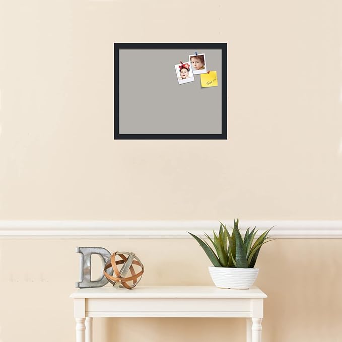 PinPix 18x15 Inch Cork Bulletin Board. This Decorative Framed Pin Board Comes with Dark Stone Design and a Satin Black Frame. Ideal for Home Office Decor or Message Board (PinPix-1808)-DeskLoop Office