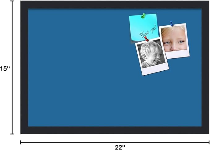 PinPix 22x15 Inch Cork Bulletin Board. This Decorative Framed Pin Board Comes with Navy Pastel Design and a Satin Black Frame. Ideal for Home Office Decor or Message Board (PinPix-1811)-DeskLoop Office