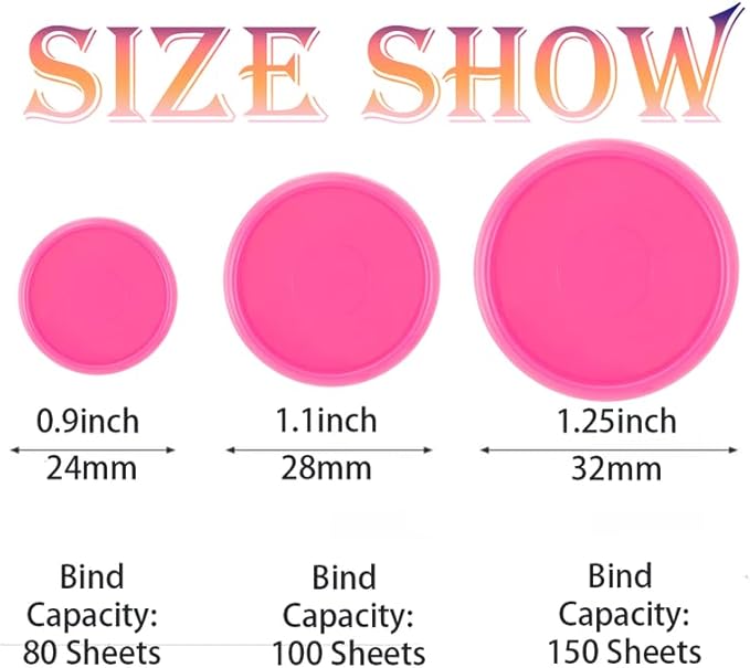 100PCS Discbound Notebook Accessories Expansion Planner Discs Binder Rings Loose-Leaf Plastic Book Binding Disc(Dark Pink,0.9"/24 mm)
