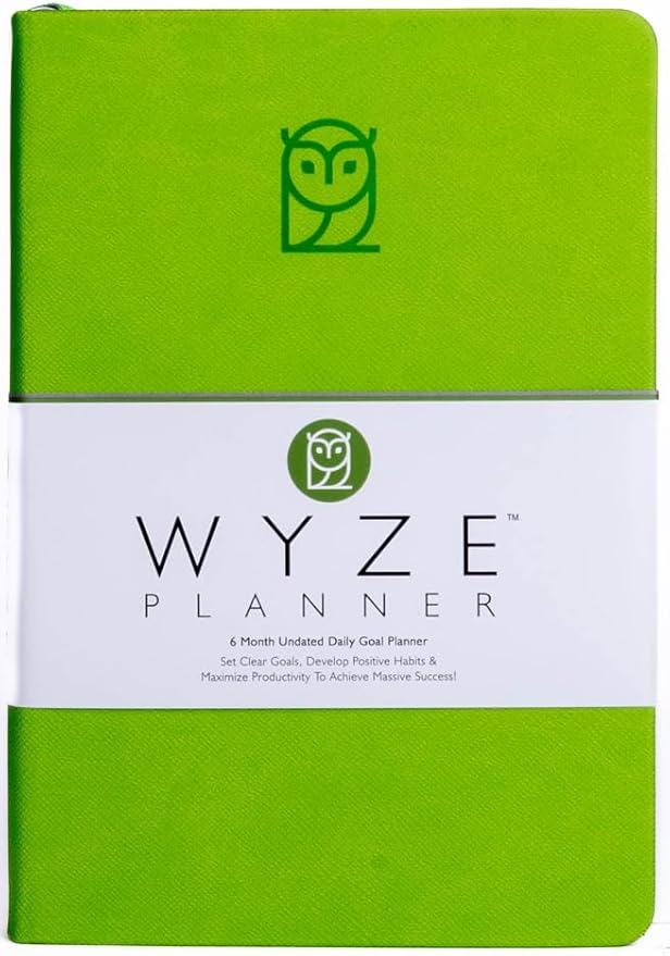 Undated Daily Planner – 6-Month A5 Productivity Organizer with Full Page Per Day, Hourly Schedule, Goal Setting, Habit Tracker, Weekly & Monthly Pages – Hardcover Time Management Notebook (Lime Green)-DeskLoop Office