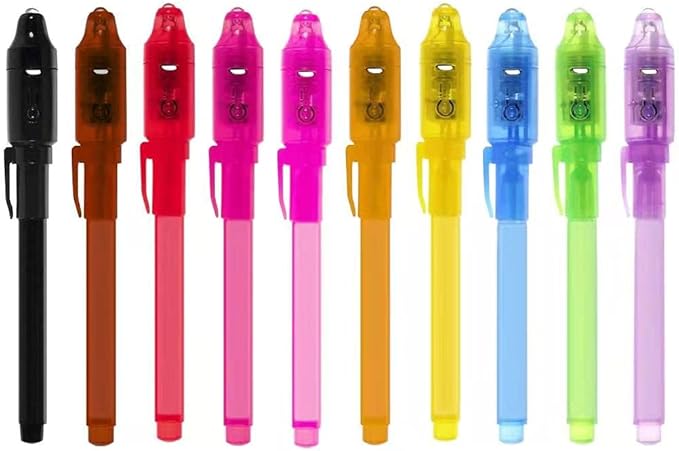 Invisible Ink Pens with Light, 10Pcs Magic Spy Pen for Secret Message, Birthday Party, and Kids Halloween Goodies Bags Toy…-DeskLoop Office