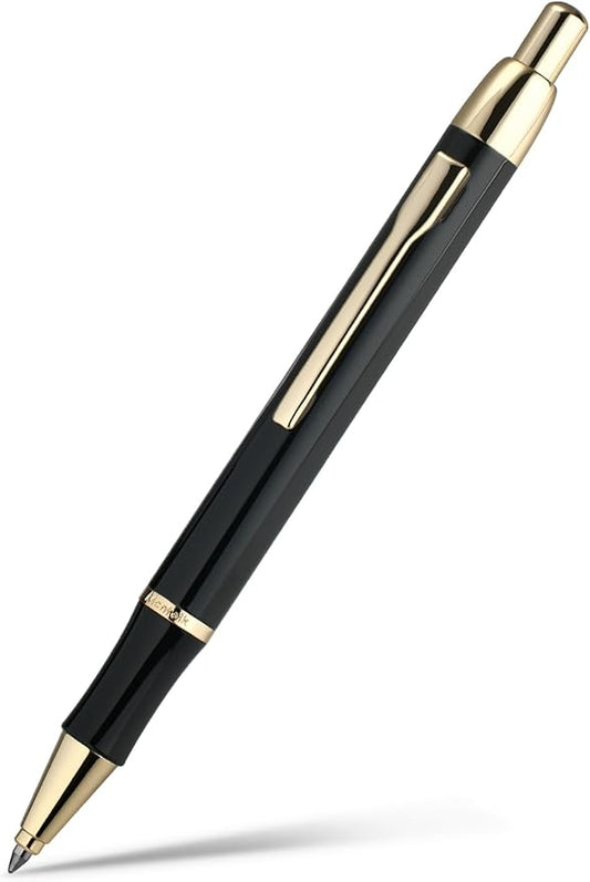 Black Gel Pen With 24K Gold Finish, Fine lacquer work, Best Men's And Women's Gift Pen Set, Professional, ADMOK Black Refill, Smooth Writing, Executive, Office, Click, Nice Retractable Pens-DeskLoop Office