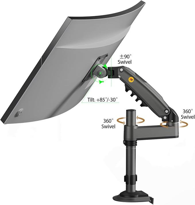 NB North Bayou Monitor Desk Mount Long Arm for Monitors Within 4.4 to 19.8lbs Ultra Wide Full Motion Swivel Height Adjustable Monitor Stand H100-DeskLoop Office