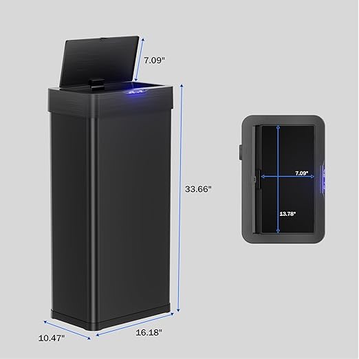 TLSUNNY 21.1 Gallon Motion Sensor Trash Can,Touchless Automatic Garbage Can,Brushed Stainless Steel Smart Bin,with Bag Holder,Soft Close Lid,for Kitchen,Office,RV,Bedroom,Living Room (Black, 80L)-DeskLoop Office