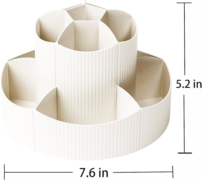 Rotating Desk Organizer, 360° Rotating Pencil Pen Holder for Desk, Desk Organizers and Accessories with 11 Slots Pencil Organizer, Art Supply Storage Box Caddy for Office (Beige)-DeskLoop Office