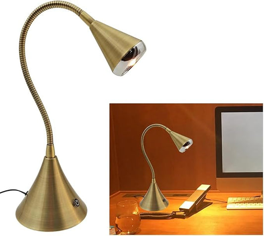 HomeFocus Desk Lamp,Bedside Table Lamp,Dimmable Task Light,Flexible Gooseneck Lamp,3-Touch Brightness & Eye-Caring Reading Light,LED Desk Lamp for Home,College Dorm,Reading,Metal,(Gold).-DeskLoop Office