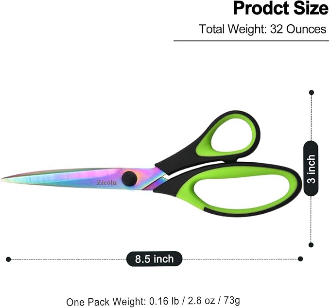 8.5" Scissors Bulk Set of 12-Pack, Sharp Scissors all Purpose Heavy Duty, Non-Stick and Titanium Coating Blade, Multipurpose Shears for Office Home School Sewing Fabric DIY Craft Supplies-DeskLoop Office