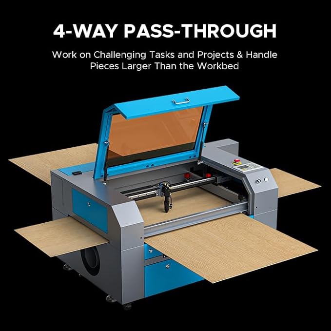 OMTech 90W CO2 Laser Engraver with LightBurn & Water Chiller, 20"x28" Laser Engraving Cutting Machine with 4 Way Pass Through Air Assist Caster Wheel, Commercial Laser Cutter for Wood Glass Acrylic-DeskLoop Office