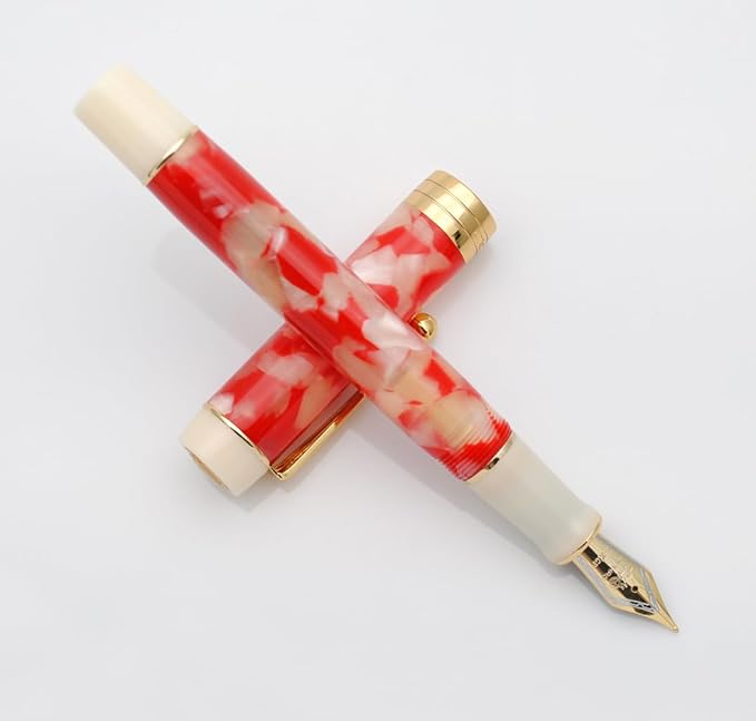 JINHAO 100 Fountain Pen with Ink Converter (Medium Nib 0.7mm, Red White Koi-A)-DeskLoop Office