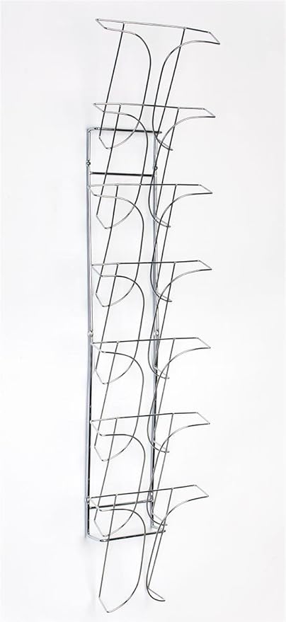 Displays2go Set of 2 - 7-Pocket Wire Magazine Rack with Vertically-Stacked Pockets, Wall Mounted Literature Holder for 8.5x11 Catalogs - Chrome Finish-DeskLoop Office