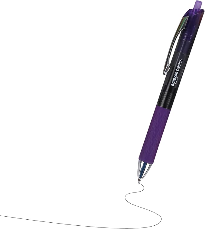 Amazon Basics Gel Pens Fine Point Smooth Writing Pens, Retractable, Assorted, 0.7mm, 12 Pack-DeskLoop Office