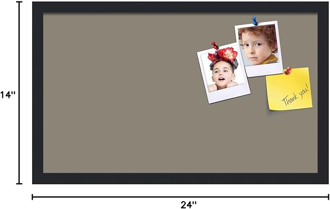 PinPix 24x14 Inch Cork Bulletin Board. This Decorative Framed Pin Board Comes with Pewter Design and a Satin Black Frame. Ideal for Home Office Decor or Message Board (PinPix-1812)-DeskLoop Office