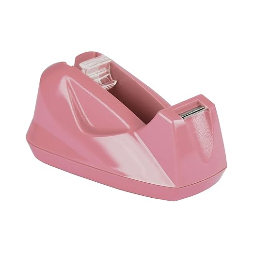 Acrimet Premium Desktop Tape Dispenser, Plastic, Non-Skid Base (Heavy Duty) (Pink Color)-DeskLoop Office