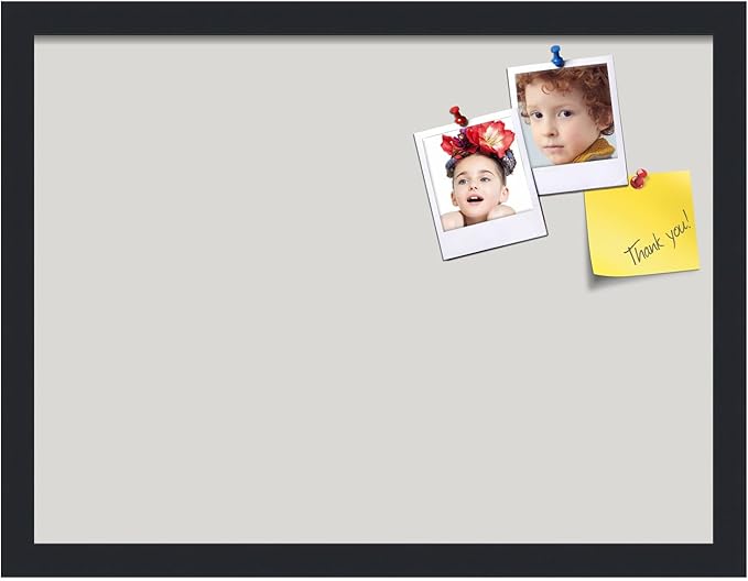 PinPix 20x15 Inch Cork Bulletin Board. This Decorative Framed Pin Board Comes with Light Stone Design and a Satin Black Frame. Ideal for Home Office Decor or Message Board (PinPix-1809)-DeskLoop Office