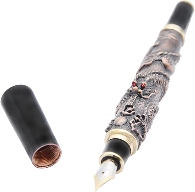 Gullor Basso-relievo Pen, Chinese Dragon, Medium Nib, a Heavy Noblest Pen Medium Nib-DeskLoop Office