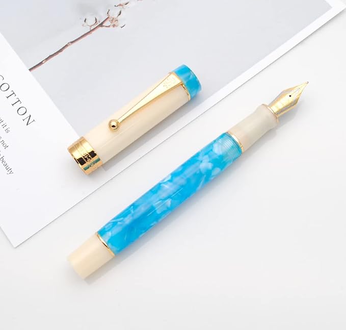 JINHAO 100 Fountain Pen with Ink Converter (Medium Nib 0.7mm, Sky Blue-B)-DeskLoop Office