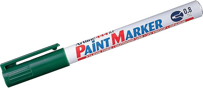 Artline 444XF Paint Markers for Wood, Plastic, and Canvas, Waterproof Marker for Indoor & Outdoor Applications, Opaque Permanent Markers with 0.8mm Bullet Tip - Green, 12 Pack-DeskLoop Office