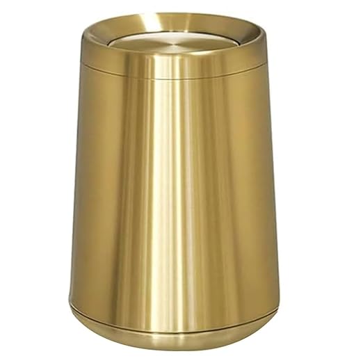 10 L/3 Gallen,Gold Small Trash Can for Bathroom,Brushed Stainless Steel Garbage Can with Flipping Lid,for Bathroom,Living Room,Bedroom,Hotel,Conference Room(Gold)-DeskLoop Office