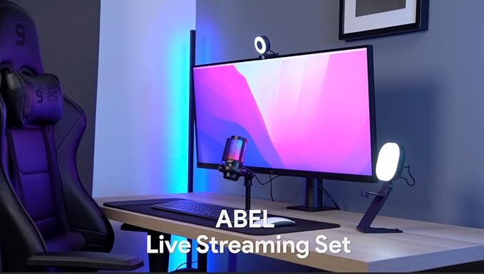 Live Streaming Kit- Perfect for Streaming Video Games on Twitch, YouTube, Podcasts and Working from Home. includes 1920x1080p Webcam, Professional USB Microphone, and One LED Multi-Color Light-DeskLoop Office
