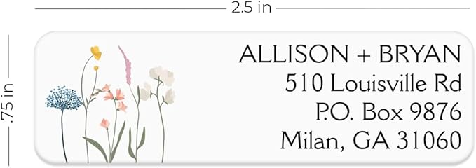 Wildflower Rolled Address Labels / 500 Personalized Return Address Labels/Designer Address Stickers in Elegant Plastic Dispenser-DeskLoop Office