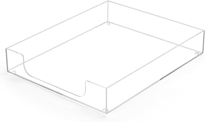 Acrylic Letter-Size Tray, Sturdy Heavy-Duty Clear Printer Paper Tray, Single-Tier Stackable File Storage Organizer for Office Home (1, Clear)-DeskLoop Office