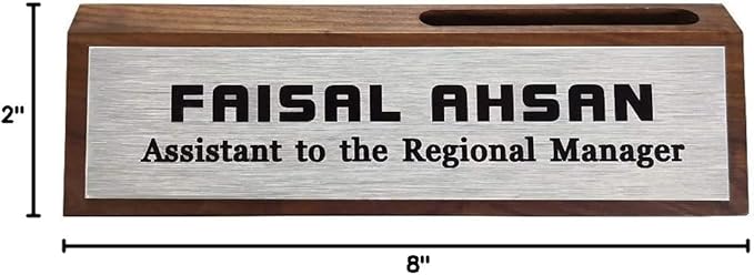 Personalized Business Desk Name Plate with Card Holder Custom Desk Nameplate Support Adding Logo 2" x 8"-DeskLoop Office