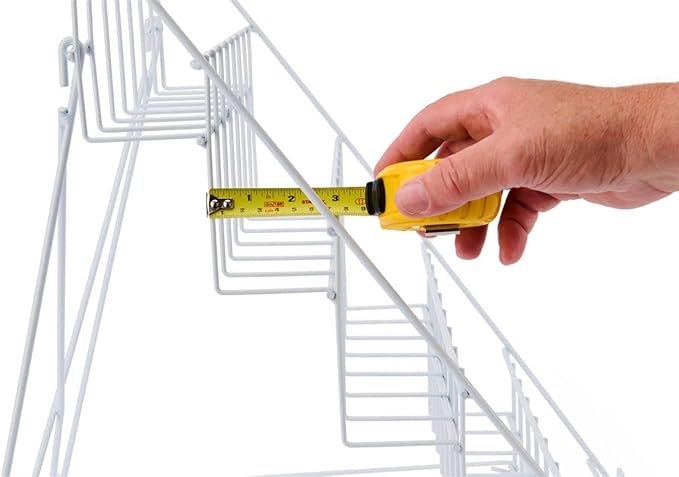 Displays2go Wire Magazine Rack with 6 Open Tiers, Holds Both Magazines and Brochures, Includes Sign Channel at the Front - White Wire-DeskLoop Office