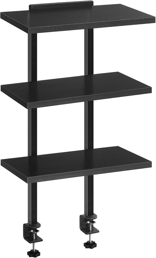 Clamp On Desk Organizer, 3-Tier Desktop Bookshelf, Adjustable Desk Storage Shelf, Metal Frame, for Office, Study and Game Room, Black DSBK3601-DeskLoop Office