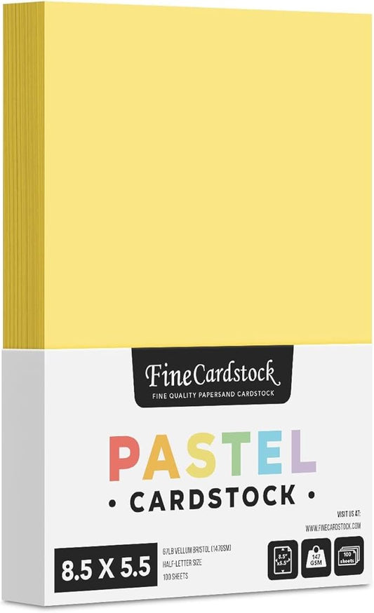 Half Letter Size, 8.5" x 5.5" Pastel Color Cardstock Paper for Arts and Crafts, Scrapbooking, Stationery Printing | Medium Weight 67lb Vellum Bristol (147gsm) Card Stock | 100 Sheets per Pack | Buff-DeskLoop Office