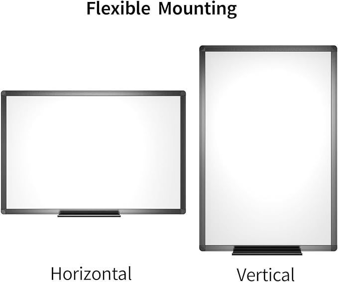 VIZ-PRO Magnetic Whiteboard/Dry Erase Board with Black Aluminium Frame, 18 X 12 Inches, Includes 1 Eraser & 2 Markers & 4 Magnets