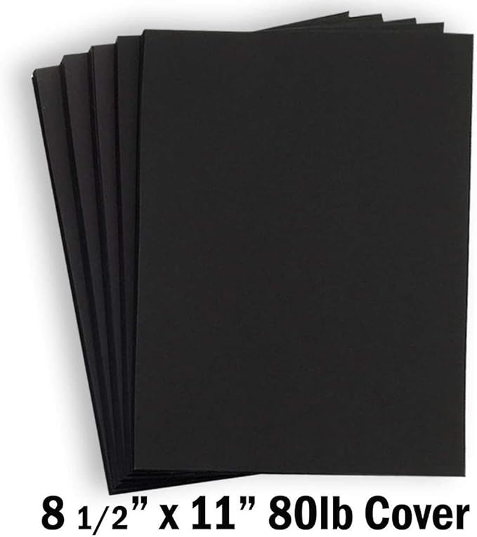 Hamilco Black Colored Cardstock Thick Paper - 8 1/2 x 11" Heavy Weight 80 lb Cover Card Stock - for Scrapbook Craft Calligraphy or Chalkboard Papers for Printer 100 Pack-DeskLoop Office