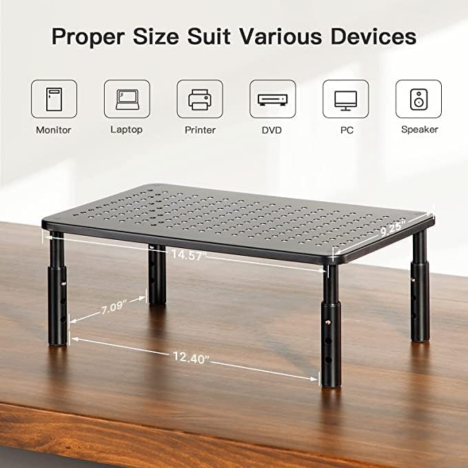 HUANUO Monitor Stand, Monitor Stand Riser 3 Height Adjustable, Monitor Riser with Airflow Vents, Laptop Stand for Desk, Laptop Riser, Desk Organizer for Monitor, 15.6" Laptop, PC, Printer-DeskLoop Office