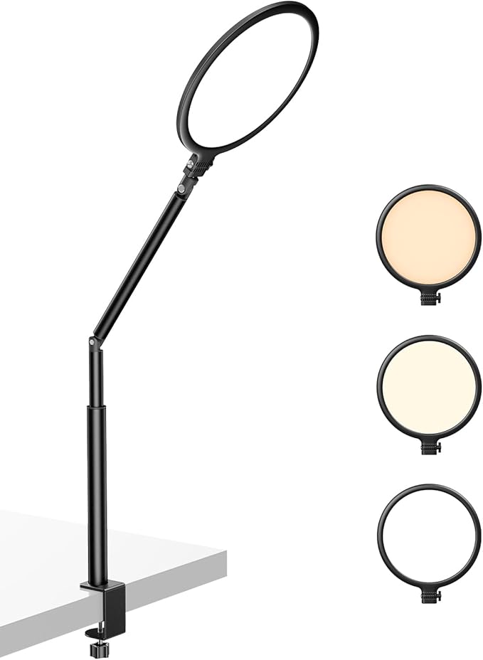 Weilisi 10.2" Desk Ring Light with Stand for Video Call, Ring Light for Desk with Clamp, 360° Rotate & Flexible Height Desk Light, Adjust Arm Desk Lamp for Home Office, Podcast, Gaming, Recording-DeskLoop Office