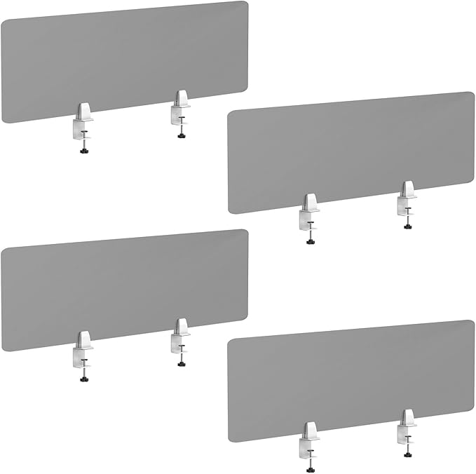 Desk Divider 4 Pcs Desk Privacy Panel 47.2''L x 15.8W'' Office Partitions Grey Acrylic Panel Pack of 4 Desk Divider Partition with Adjustable Universal Base Brand: Yeaborn-DeskLoop Office