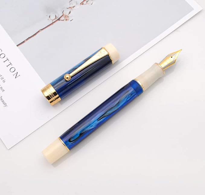 JINHAO 100 Fountain Pen with Ink Converter (Medium Nib 0.7mm, Galaxy Blue-B)-DeskLoop Office