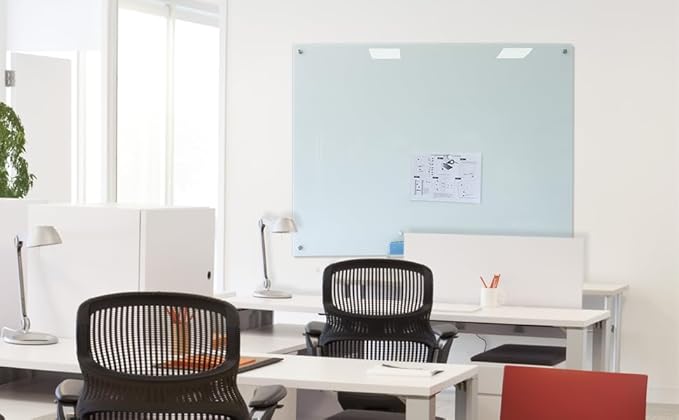 Glass Magnetic White Board – 60 x 40 Inches Dry Erase Glass Whiteboard for Wall, Large Wall Mounted Glass Board for School, Office and Home-DeskLoop Office