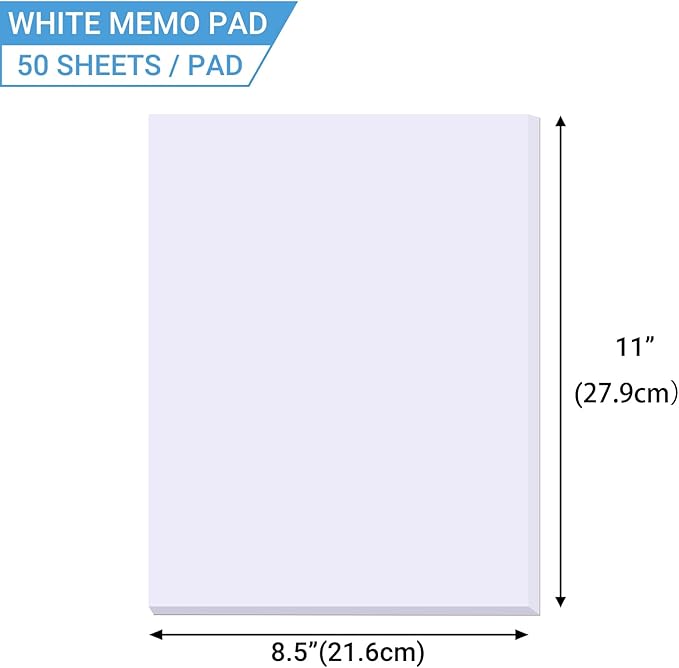 6 Pack Blank White Memo Pads 8.5X11 Inch Unlined Note Pad Scratch Pads for Office, School, and Home Use (Each Pad 50 Sheets)-DeskLoop Office