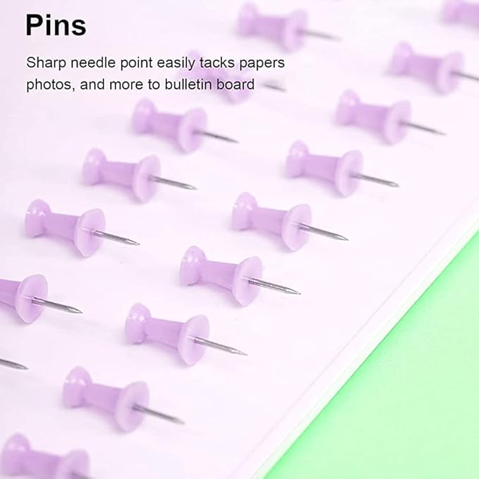 Purple Binder Clips and Paper Clips Push Pins Tacks Sets, Total 72 PCS Assorted Sizes Office Supplies Set for Women, Student, School, Home & Desk Supplies-DeskLoop Office