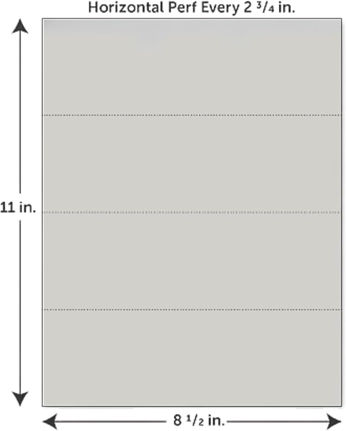 Limited Papers (TM) 8.5x11 Perforated Paper, 20/50 Pound, 75 GSM, Variety of Perforation Sizes and Colors, for Forms, Tickets, Postcards. (Canary, 4 up - horizontal every 2.75")-DeskLoop Office