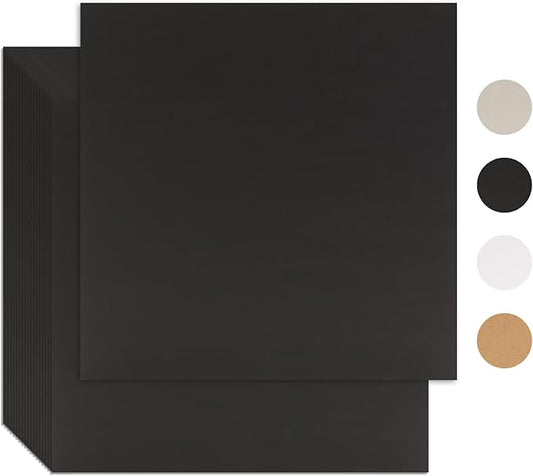 25 Pcs Book Board, Binder Board, Cover Board, Heavy Duty Chipboard for Book Binding, DIY Cardboard (Black, 12 x 12 Inch 80PT)-DeskLoop Office
