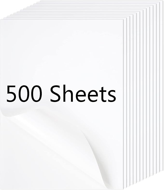 RBHK Sticker Paper, 8.5" x 11" Full Sheet Label Stickers Paper for Laser & Inkjet Printers (500 Sheets, 500 Labels)-DeskLoop Office