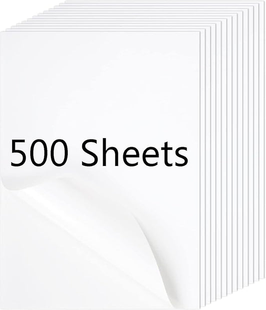 RBHK Sticker Paper, 8.5" x 11" Full Sheet Label Stickers Paper for Laser & Inkjet Printers (500 Sheets, 500 Labels)-DeskLoop Office